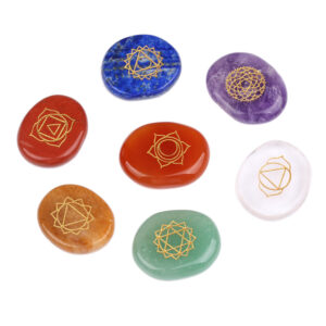 Natural Healing Crystal Set - 7 Chakra Energy Palm Stones