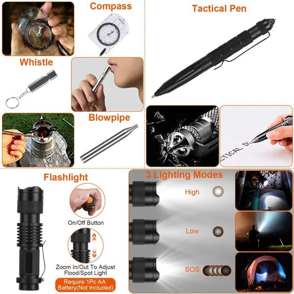 125PCS Professional Survival & First Aid Kit – Tactical Emergency Outdoor Gear Set - Image 6