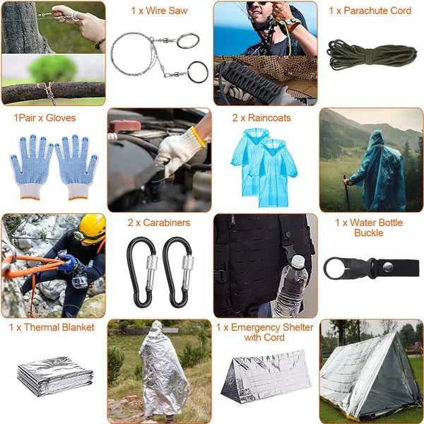 125PCS Professional Survival & First Aid Kit – Tactical Emergency Outdoor Gear Set - Image 2