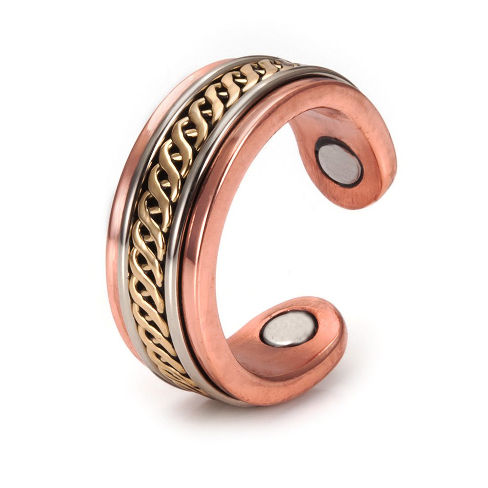 Magnetic Red Copper Ring & Bracelet Set – Vintage Energy Jewelry Collection - Image 3
